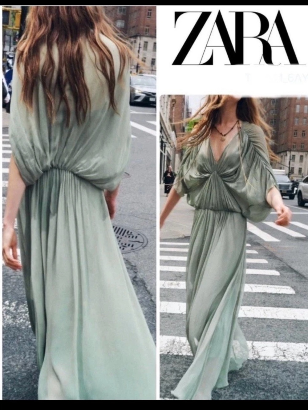 Zara Sage Green Knot-Front Maxi Dress - Picture 2 of 13
